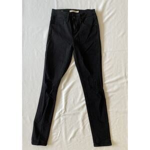 Levi's Women's Black 721 High Rise Skinny Jeans Distressed Size 25